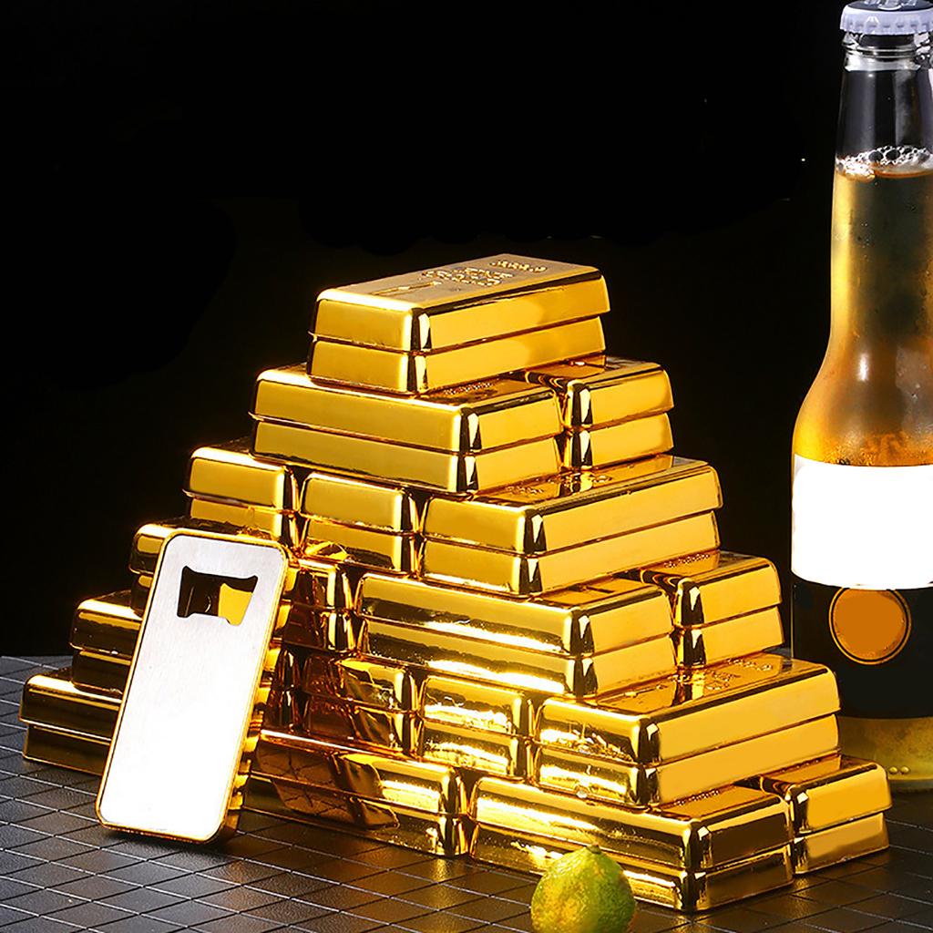 Magnetic Gold Bar Bottle Opener Realistic Gold Brick Style Beer Opener Decorative Metal Bar Tool for Home Bar Kitchen Use