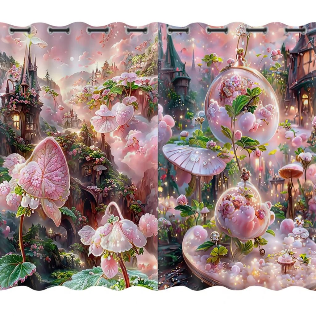 Závěs Ložnice Závěs s vysokým stíněním Trend Dívčí Růžový Vzor Zahrady Snů Zámku Závěsy Domácí Obývací Pokoj Zatemňovací Závěs Horký