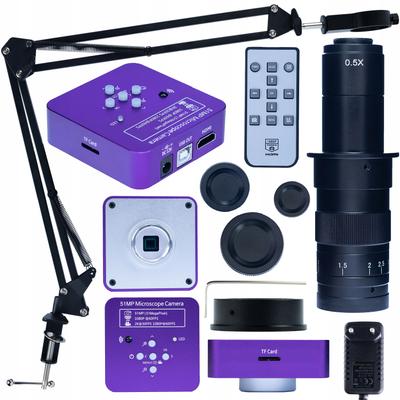 Rosfix Zestaw Kamera Mikroskopowa Puppis Pink PRO KMPPP-HDMI-USB 51MP – Wysoka Jakość Obrazu | Obiektyw 180X | Regulowany Wysięgnik