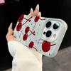 Korean Cherry Pattern Phone Case For iPhone 17 16 15 14 13 12 11 Pro Max 14 15 Plus 17 Air Wrinkle Wave Soft Silicone Drop Cover