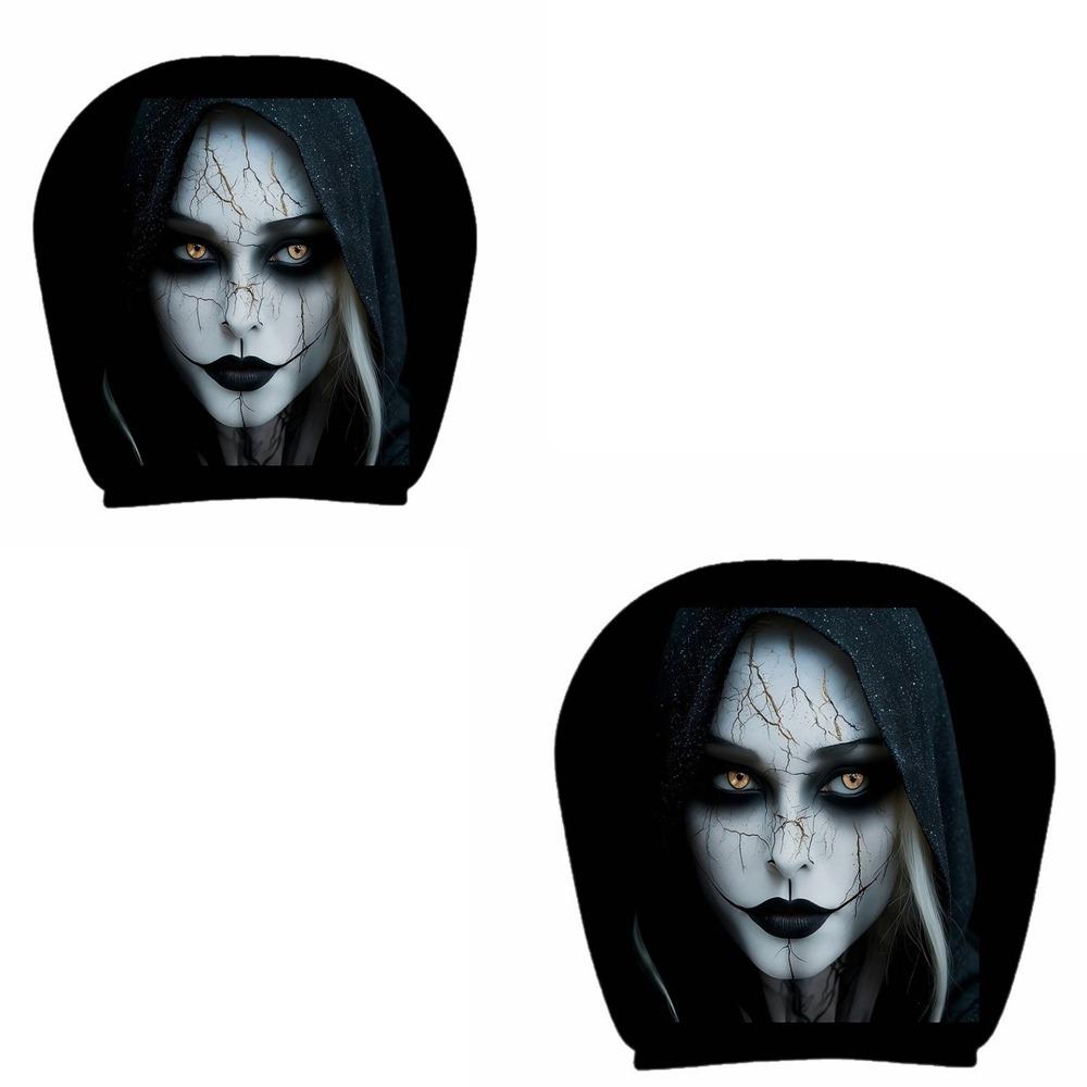 2 Pcs Ghost Car Headrest Covers 2D Stretch Neck Pillowcase Dark Style Headrest Covers  Universal Fit 2pcs StyleC