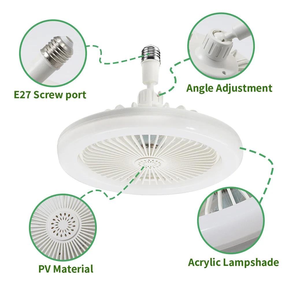 Modern Design Ceiling Fan with Lighting Intelligent Remote Control Bedroom Living Home Silent 85-265V Lamp E27 Converter Base