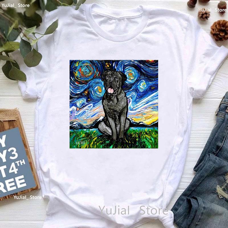 Vintage T Shirt Girls Starry Sky Chihuahua Bulldogaussieyorkshire Terriercatrabbit Print T Shirt Unisex Aesthetic Clothes