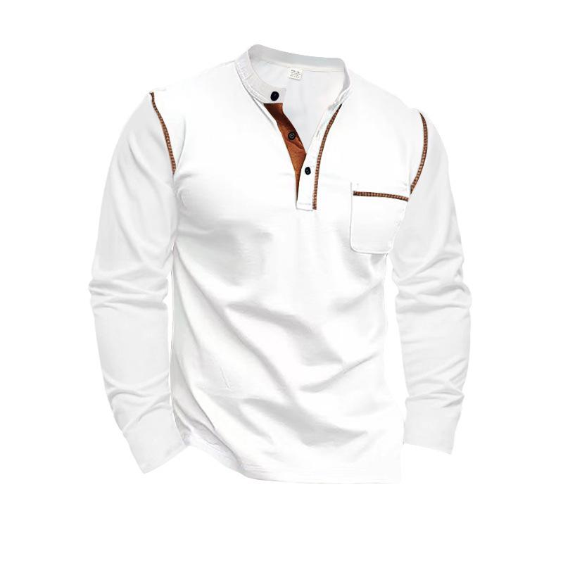 Men S Stand Collar Long Sleeve Polo Shirt Slim Fit Casual Top S