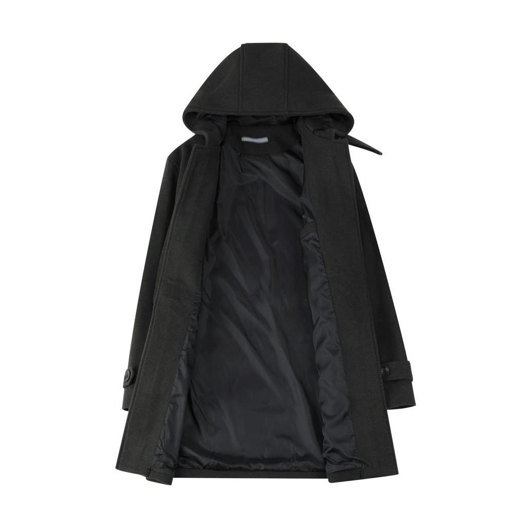 FOMANSH Long Duffle Coat with Hood and Cold Weather and Plus Sizes Men's Hat, Windproof,