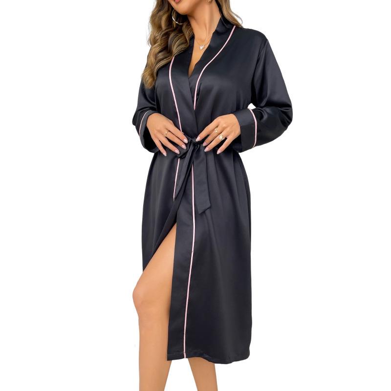 2025 Lightweight Women's Ice Silk Cardigan Robe - Elegant Home Fashion Wear