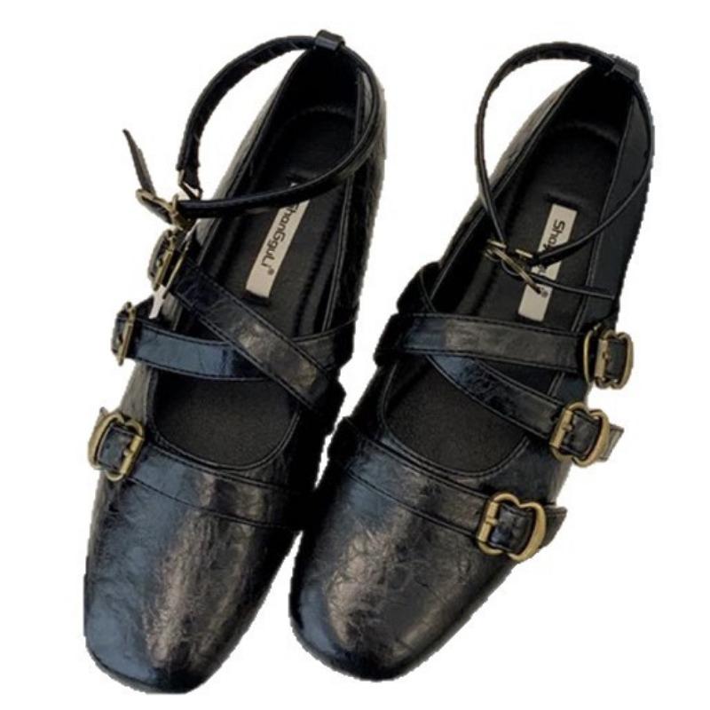 Single shoes women's new spring women's shoes retro small leather shoes shallow mouth Mary Jane shoes inner height increase heels fashion