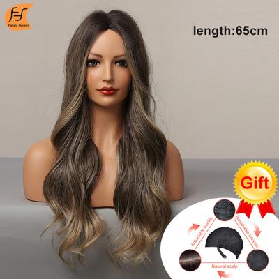 European and American Wigs, Women's Long Curly Hair, Large Wave, Gradual Change, Temperament, Face, Middle Split Curly Hair