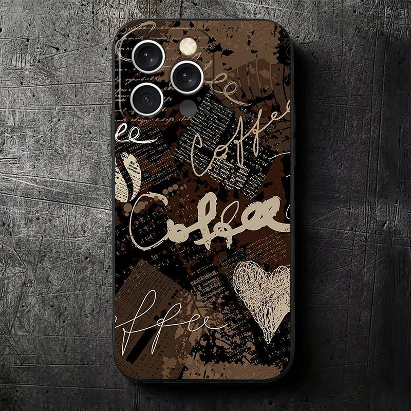Black Coffee Fashion Style Soft Phone Case for iPhone 16 16E 17 Air 15 Pro Max 14 Plus 13 Mini 11 12 7 Black Cover Back Shell