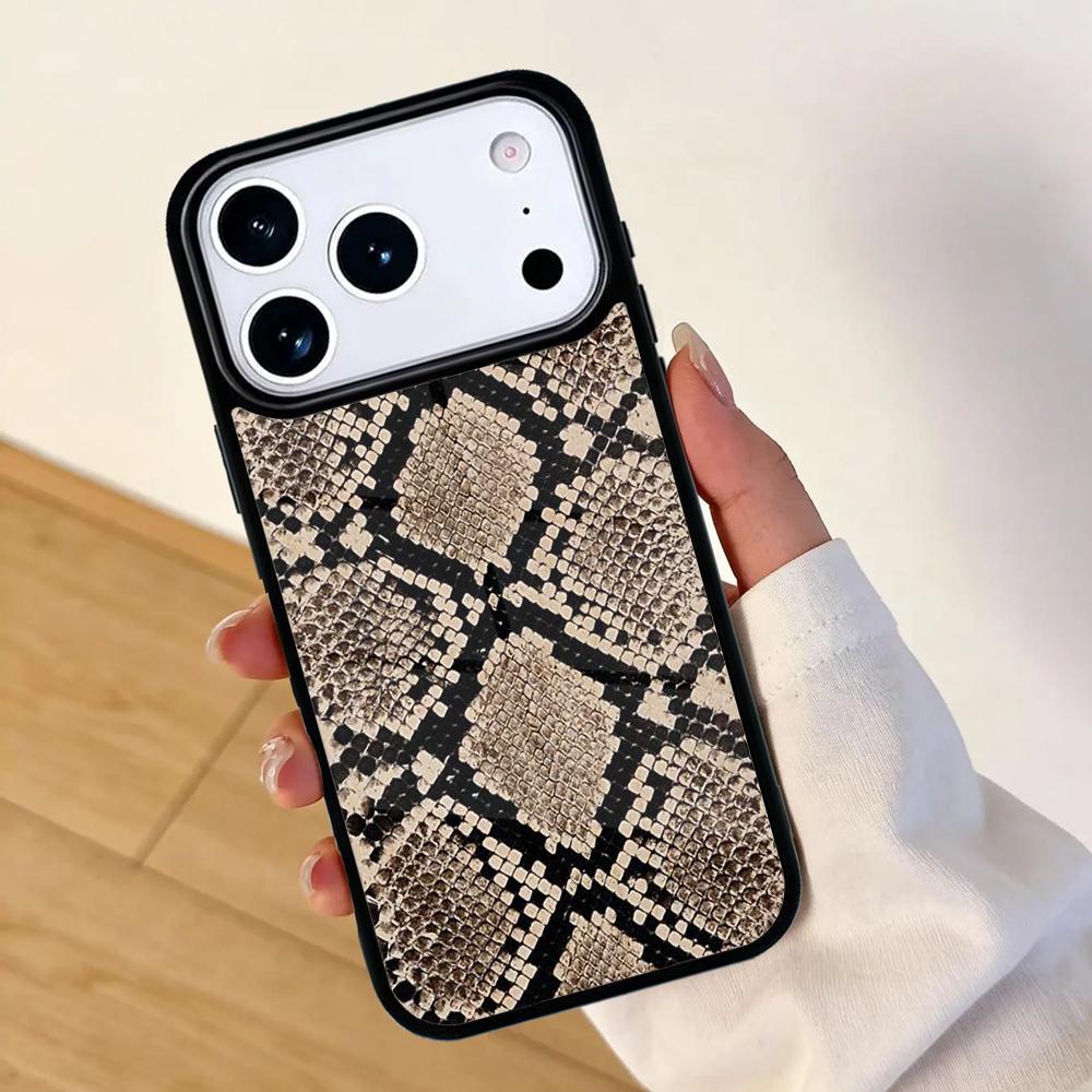 Snake Skin Phone Case For Apple iPhone 17 Air 16 Pro Max 15 Pro Max 14 13 12 11 Mini Back Cover