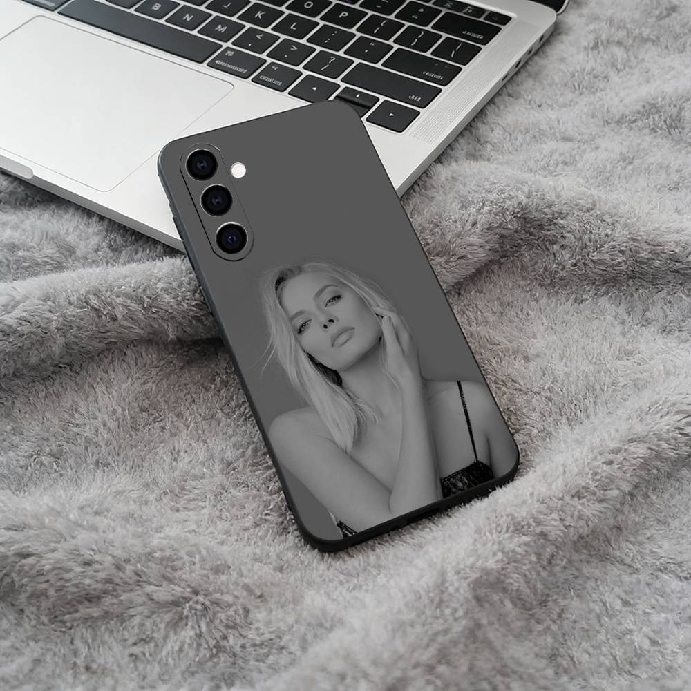 M- famous actress-Margot -Robbie Soft Silicone phone Case for Samsung Galaxy A73/A71/A72/A70/A53/A52/A51 - Black