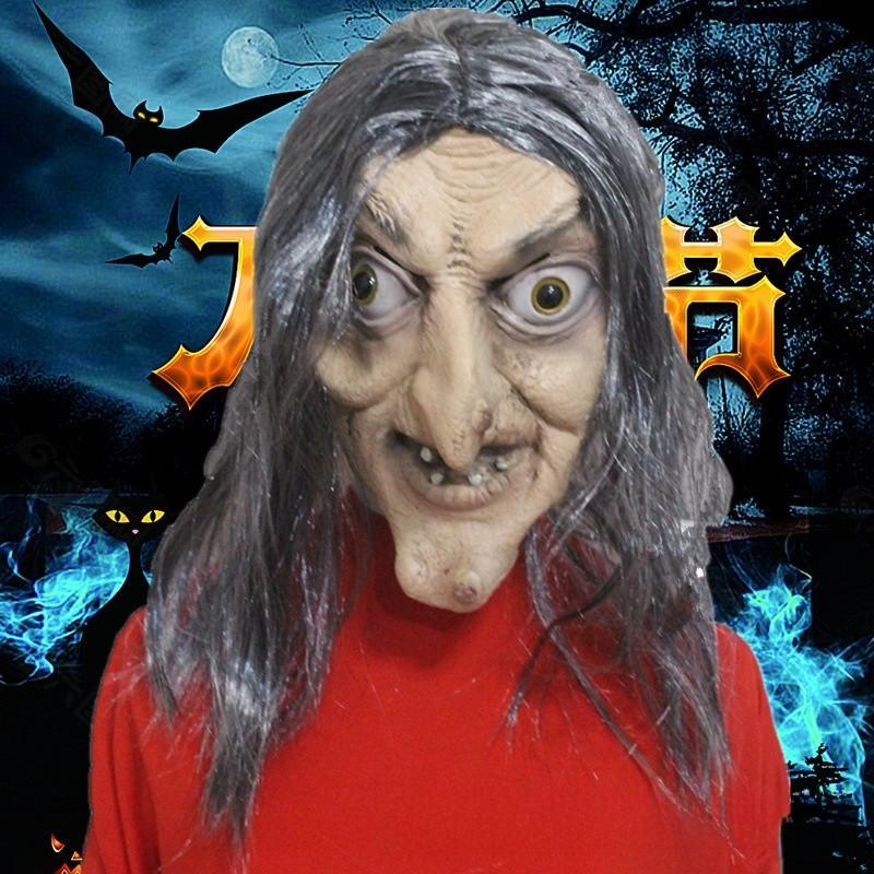 Horror-Hexe Latexmaske für Halloween-Party-Kostüm und Geisterhaus-Dekoration