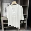 Ice Silk Short-sleeved T-shirt for Women New National Style Top with Buckle Retro Ethnic Fashion Shirts