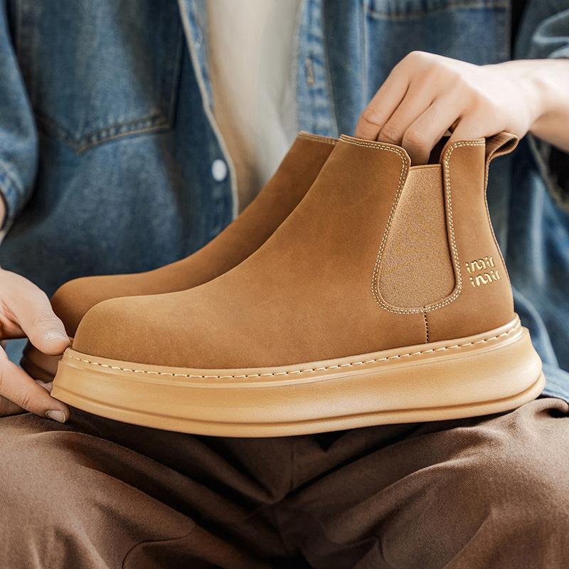 Winter/Autumn Chelsea Boots British Style Women Shoes Genuine Leather Shoes for Women Retro Carved Boots Round Toe Ankle Boots