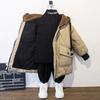 Boys Winter Hooded Thickened Colorblocking Warm Jacket Medium and Large Children's High Collar Pockets Jacket
