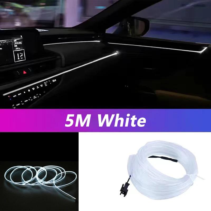 5M Car Interior LED Strip Lights - Flexible USB Powered Multi-Color Ambient Glow for DIY Auto Decoration & Party Atmosphere