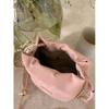 IELGY Cloud Puff Bag, Women's Pink Strap Chain Bag, Fashion Versatile Niche Shoulder Crossbody Bucket Bag