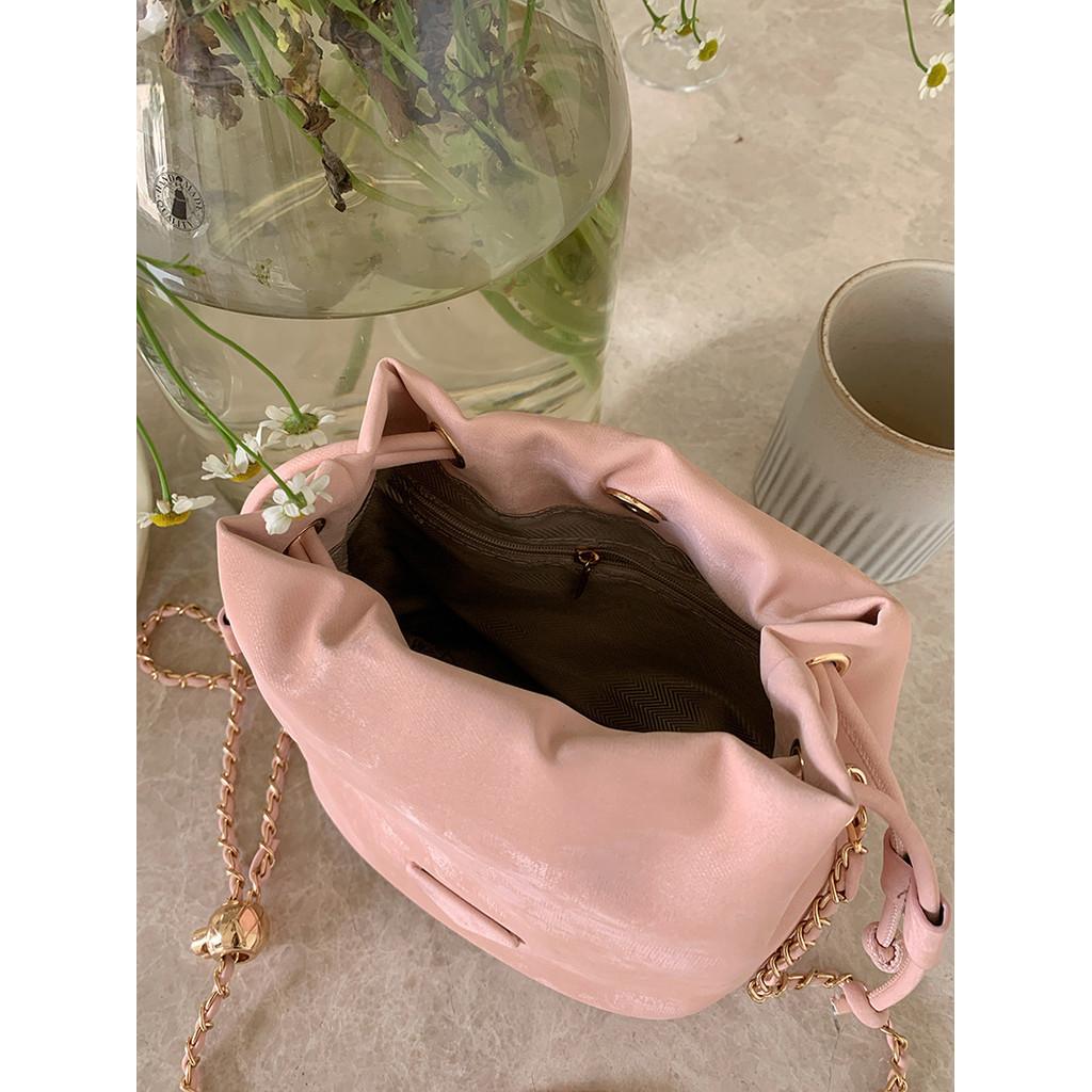 IELGY Cloud Puff Bag, Women's Pink Strap Chain Bag, Fashion Versatile Niche Shoulder Crossbody Bucket Bag