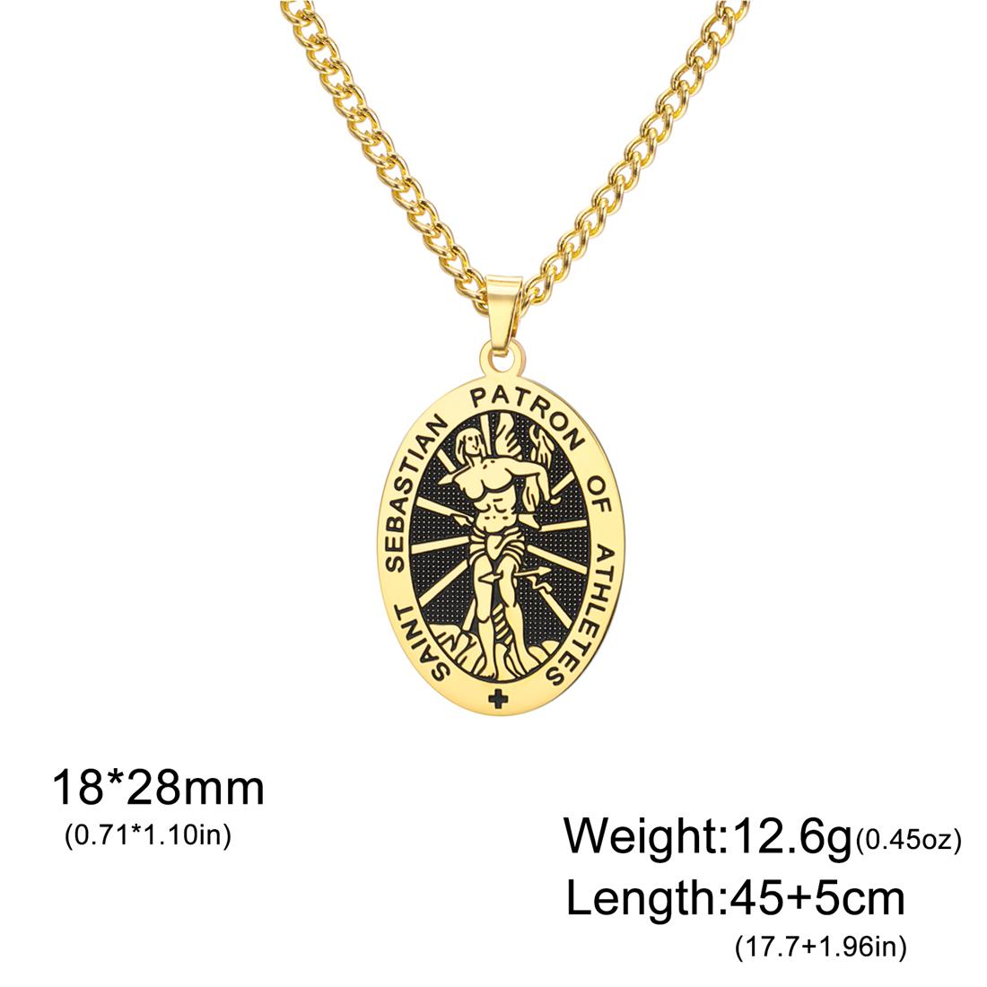 

Catholic Saint Sebastian Necklaces Stainless Steel Vintage Patron of Athletes Necklace for Women Men Christian Jewelry
