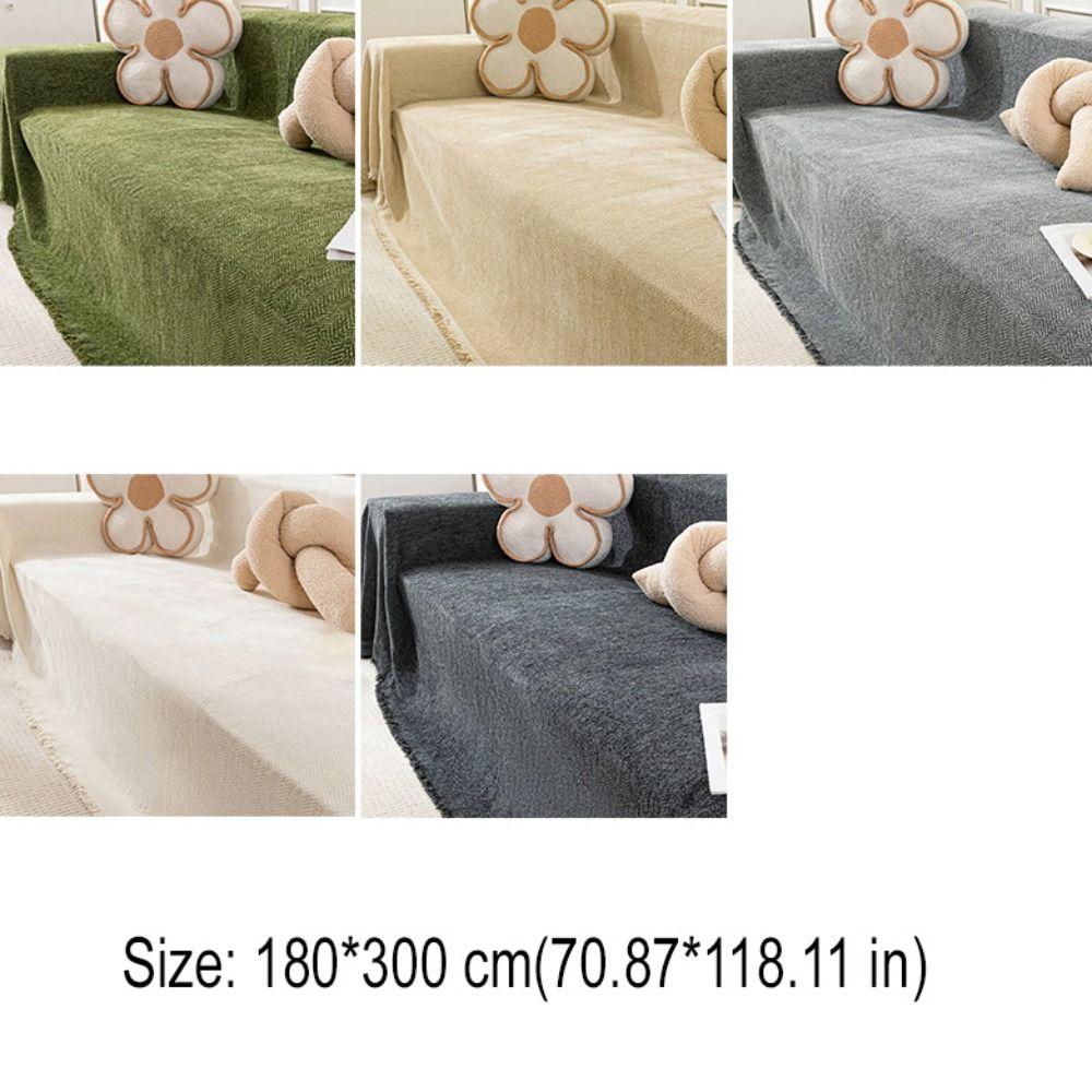 Herringbone Texture Chenille Couch Cover Solid Color Sofa Blanket Universal Sofa Cover  Bed