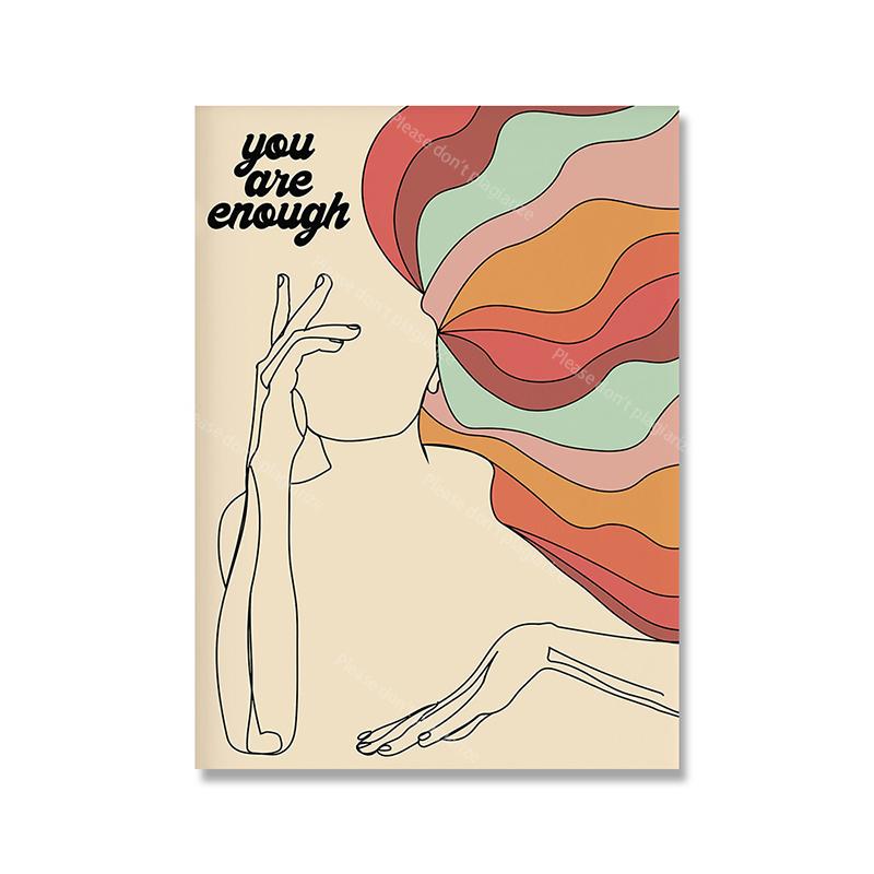 Tecknad Feministisk Fredssymbol Affisch Väggkonst Tryck Regnbåge Sol Linje Citat Kanvasmålning Bild Vild Tiger Barnrum Heminredning