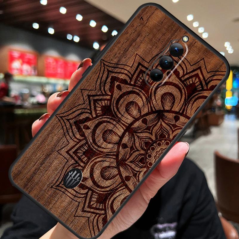 Mandala Floral Wood Case For ZTE Nubia Red Magic 8S 9S 10S 8 9 10 Pro Plus 6S 7S 6 7 Pro 5G 6R 11 Pro Plus Cover