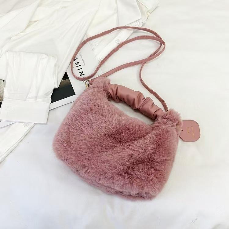 Mink-style Pleated Plush Handbag & Crossbody Bag for 2025