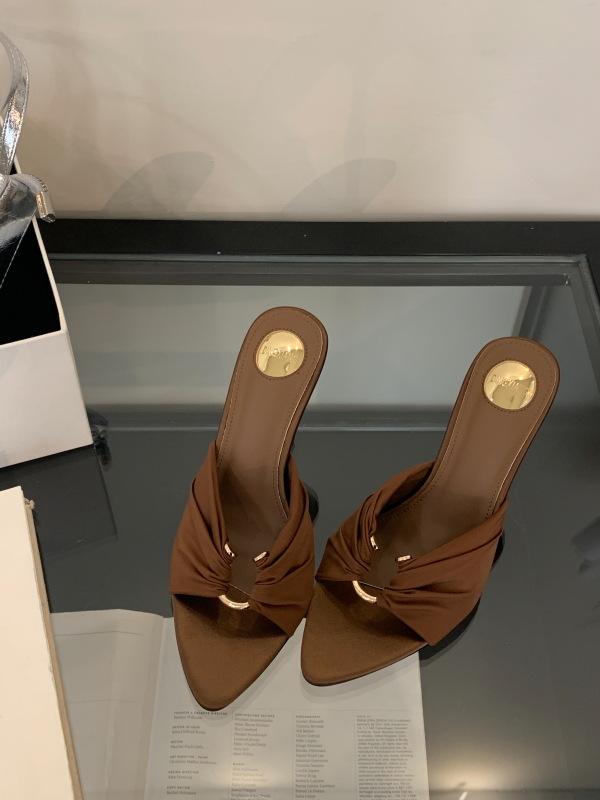 Stiletto High Heels 2025 Summer New Pleated Metal Buckle Pointed Open-toed Sandals Sexy Stiletto Women's Shoes