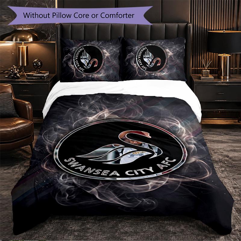 Biancheria da letto a tema Swansea City Set 3 Pezzi Copripiumino Biancheria da letto Decorativa Per Stanza Adolescenti Decorazione Casa