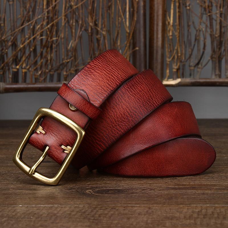 

3,8 см в ширину ретро матовый старый плиссированный стираный итальянский ремень из натуральной коровьей кожи мужской ремень с пряжкой Tide 130cm