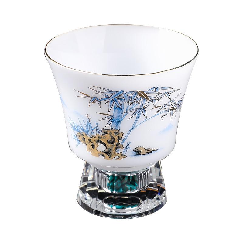 Lu Baijiu Cup Suet Jade Household Small Teacup Spirit Cup Glass Small Wine Glass Sake Wine Set Crystal Clear
