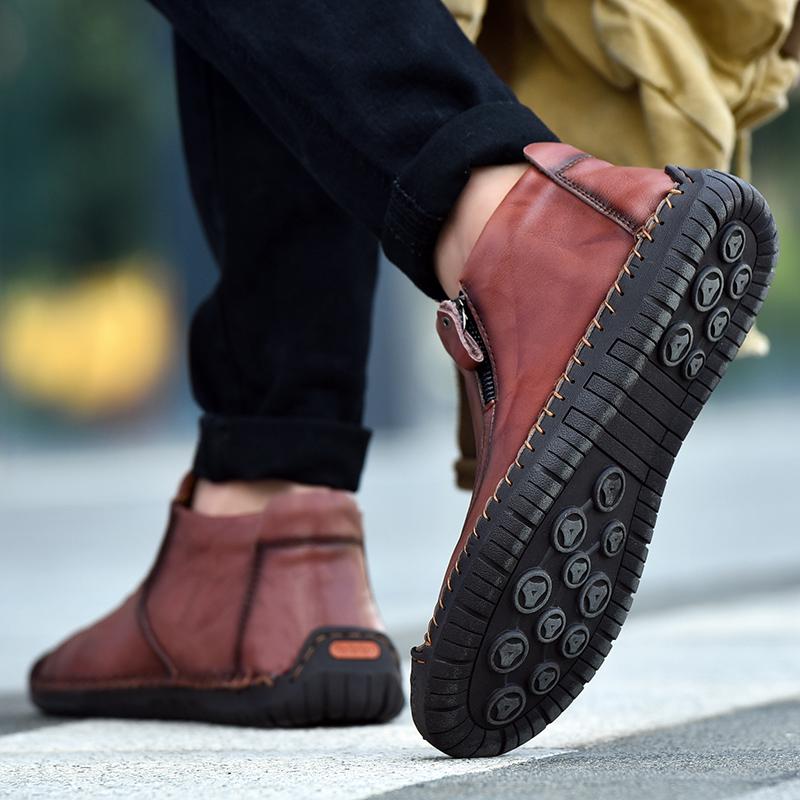 Fashion Genuine Leather Men Boots Handmade Ankle Boots British Style Mens Casual Shoes Comfortable Sneakers Man Moccasins Zapatos Hombre