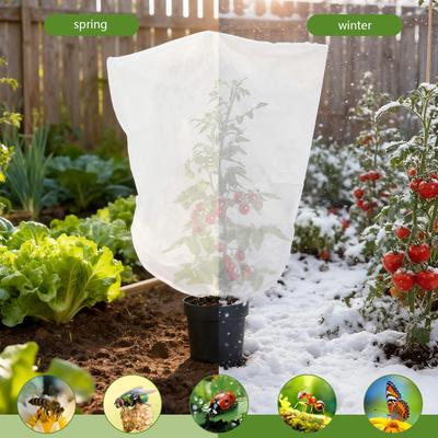 Winter Plant Covers Freeze Protection Garden Freeze Protection Cover With Drawstring Outdoor Nonwoven Greenhouse Shrubs Blanket