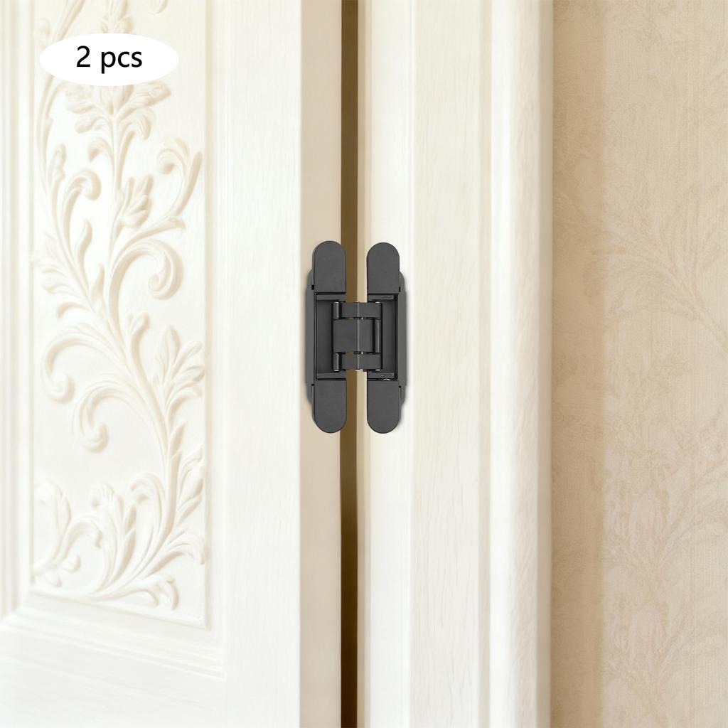6-calowe ukryte zawiasy, nośność 40 kg, 2 sztuki, czarny stop cynku, zawiasy do szafek, szerokie otwarcie 180° dla drzwi o grubości ponad 35 mm