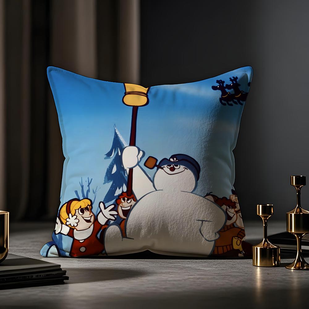 Frosty The Snowman Cushion Cover Anti-dustmite Pillowcase Invisible Zipper Silky Short Plush Sofa Cushion Cover 30cmx30cm