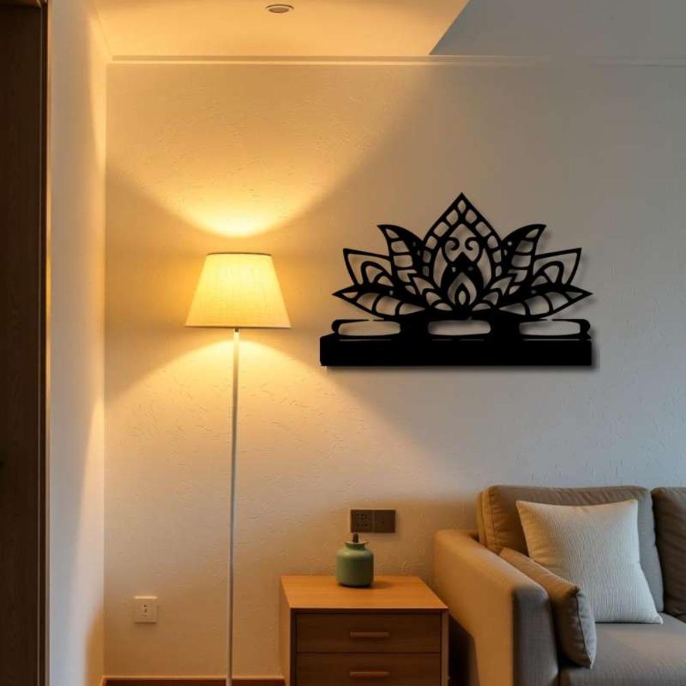 1pc Modern Metal Wall Art Iron Lotus Flower Decor Minimalist Home Decoration for Living Room Bedroom Easy Installation Serene Atmosphere
