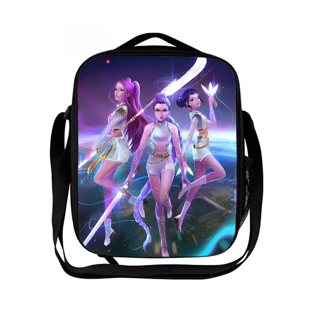 Borsa termica per il pranzo del gruppo di caccia alle streghe Kpop borsa a tracolla per ragazzo scuola elementare borsa a tracolla con cartoni animati borsa da picnic portatile KTB