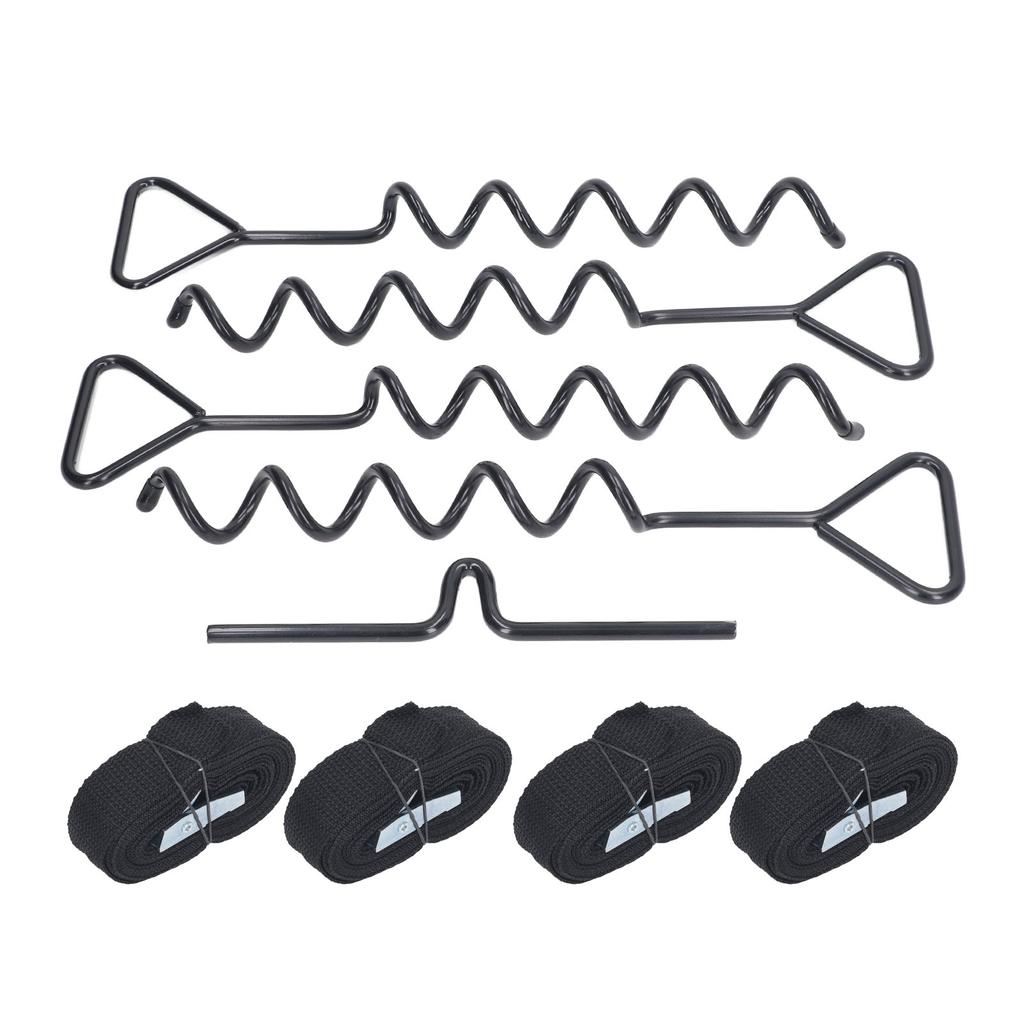 Ground Anchors Multifunctional Steel Stakes Anchor Kit for Trampoline Shed Swing Tent Black