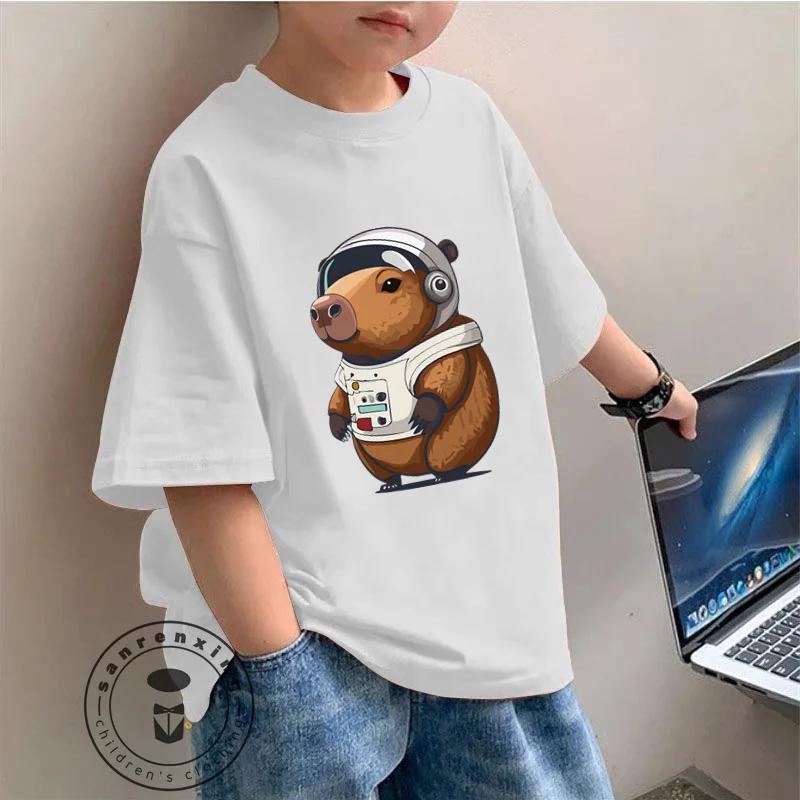 Cute children's fashionable T-shirt Capybara illustration perfect for summer wear