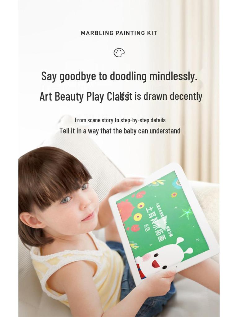 Milos Ebru Marmorier-Set: Auswaschbare Fingerfarbe & Zeichenwerkzeuge für Kinder