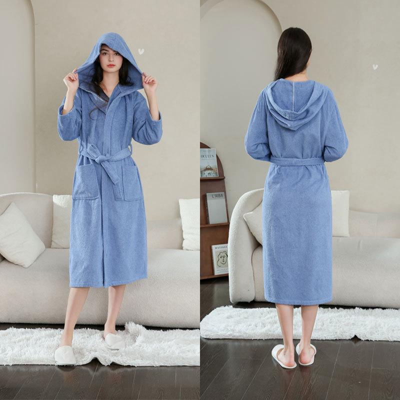 Breathable Absorbent Couple's Bathrobe – Loose-Fit, Soft Towel Material for Hotels or Home