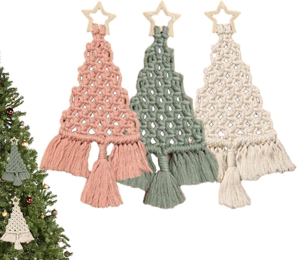 Tree Christmas Macrame Kit Diy Macrame Woven Tree Kit Handmade Woven Xmas Boho Wall Hangings Ornaments For Christmas Decor