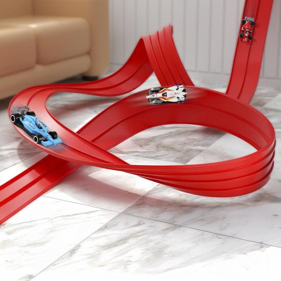 Race Car Track Toy Set Flexible Rail Car Track Tough Suction Cup Bendable Loopable Kids Car Toy Adhesive Rail Car Play Kit