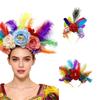 Feathered Flower Hairband Adjustable Comfortable Hairhoop for Women Girl Party Festival Event Accessory HeadWear