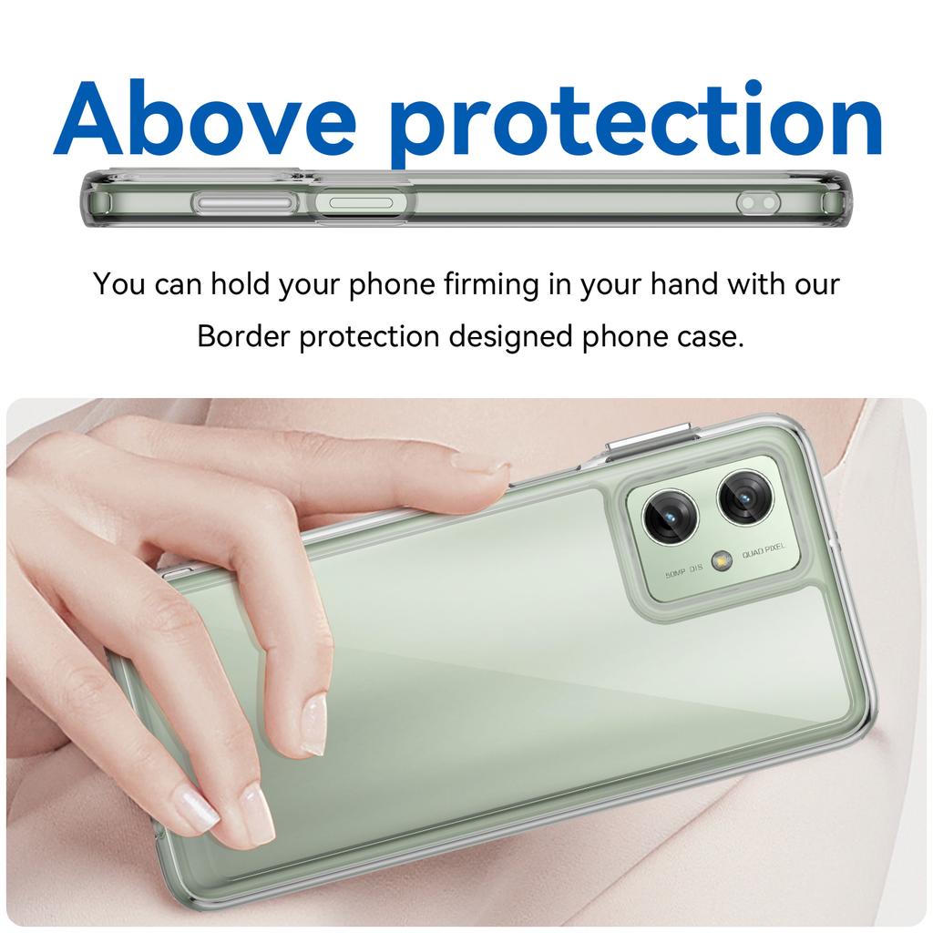 For Motorola Moto G54 5G Case Clear Phone Cover with Electroplating Buttons (Big Rear Lens Hole)
