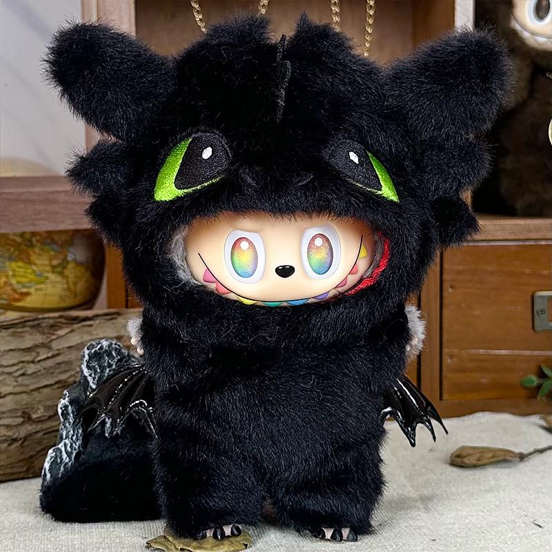 Für 10cm LABUBU Kleidung Plüsch fliegender Drache Outfit für Labubu4.0 Kleidung Dinosaurier Set Dekoration Ersatz DIY Spielzeug Zubehör