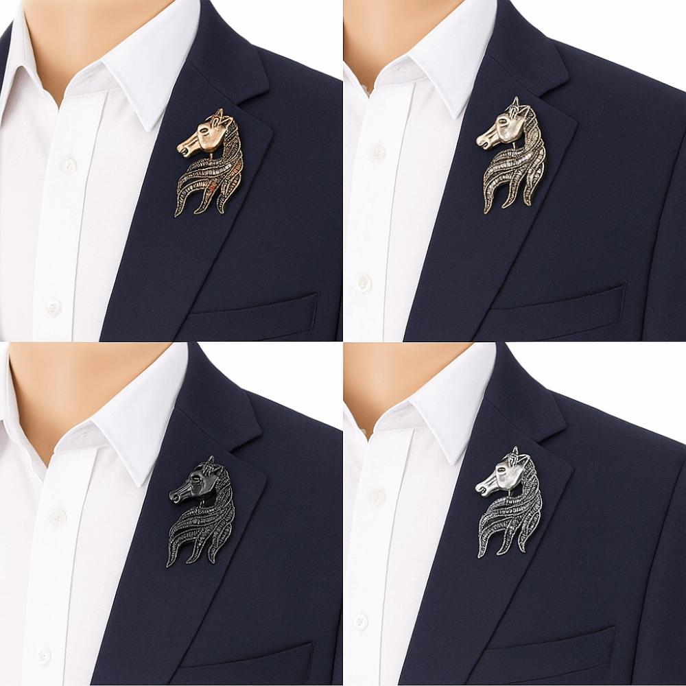 Luxury Rhinestone Horse Head Brooches Jewelry Accessories Suit Coat Brooch  Casual Party