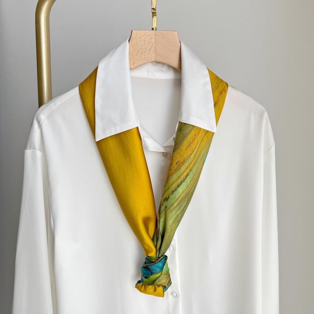 New Women's Silk Scarf – Thousand Miles of Rivers and Mountains Painting, Chinese Style Shawl, Perfect Gift for Mother's Day.