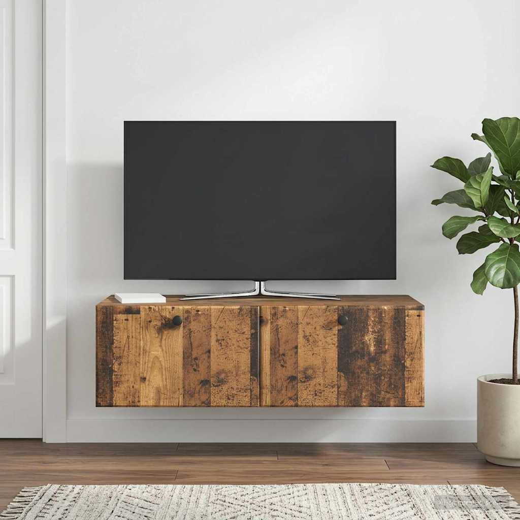 Wall Mounted TV Cabinet 98 x 41 x 30 cm Reclaimed Wood Effect Wood Based Material