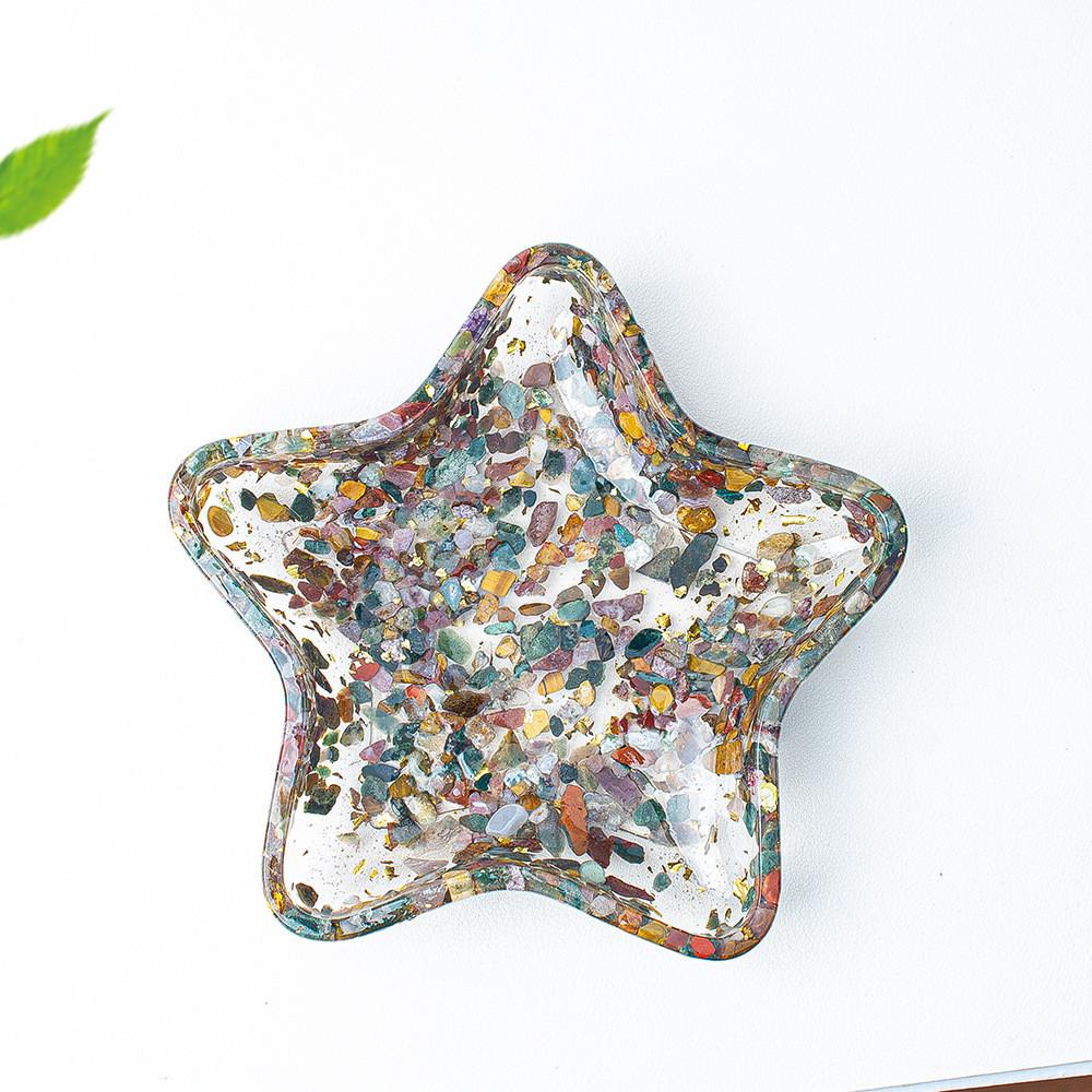 Crystal Gemstone Star Shape Storage Box With Geometric Design For Home Decor And Gifts